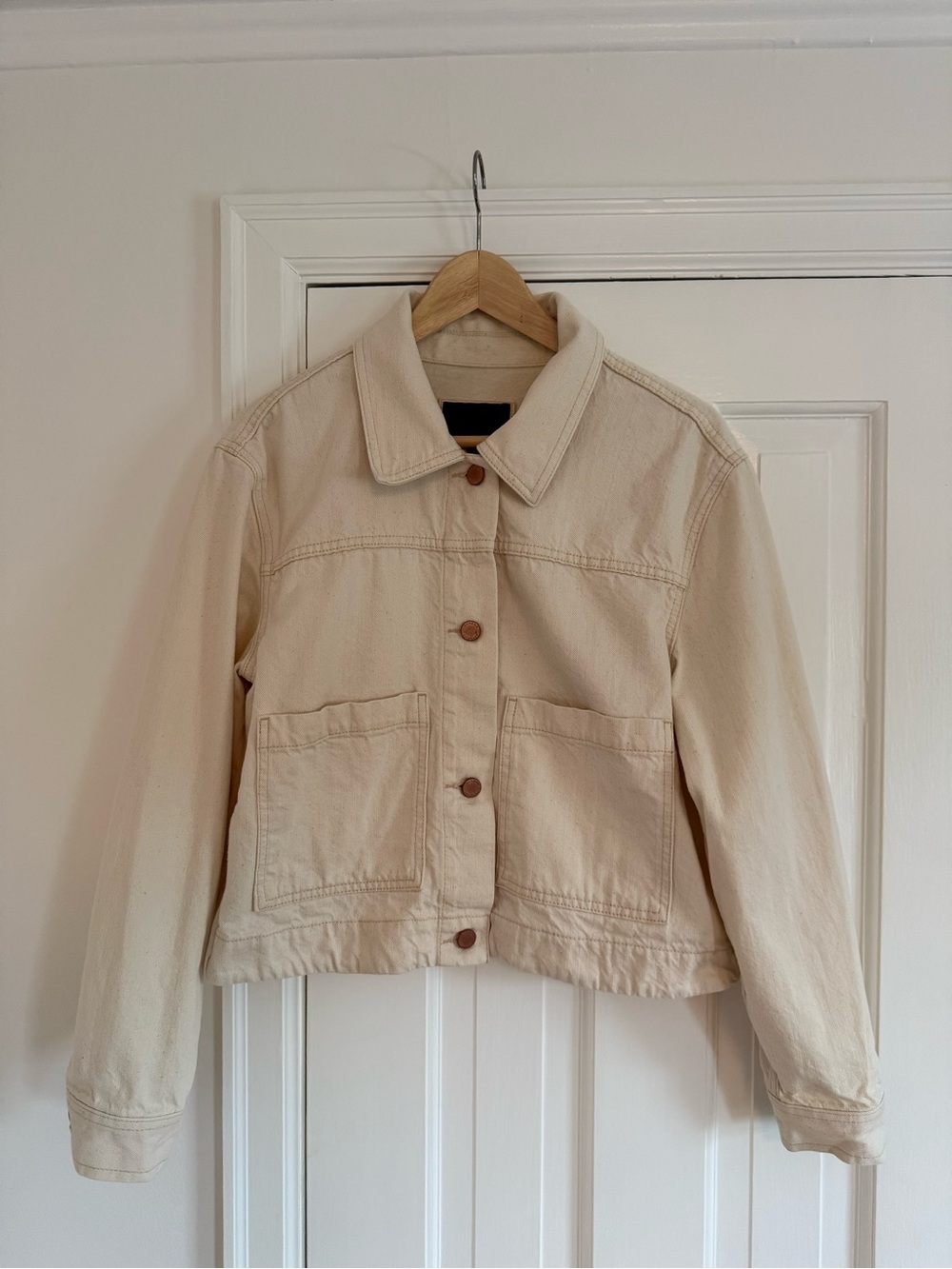 Banana Republic Women's Cream Button-Front Canvas Jacket size M